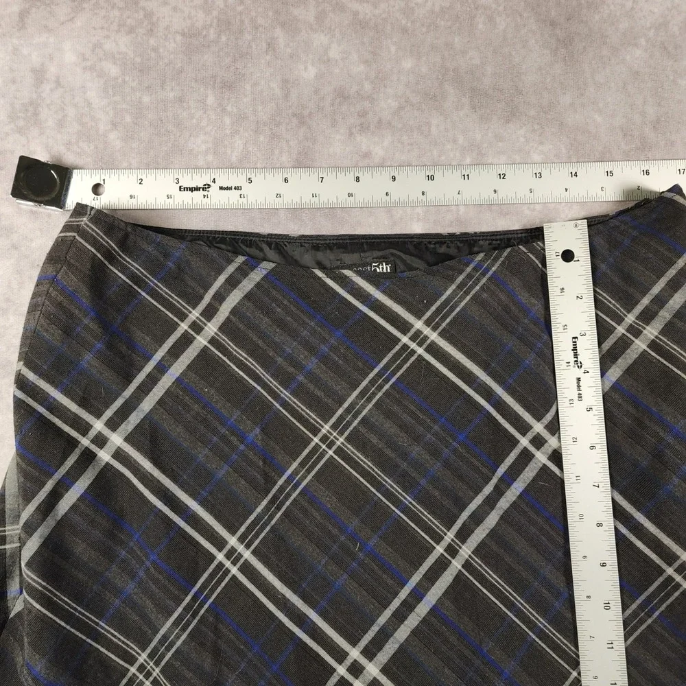 Plaid A-Line Maxi Skirt in Black and Blue